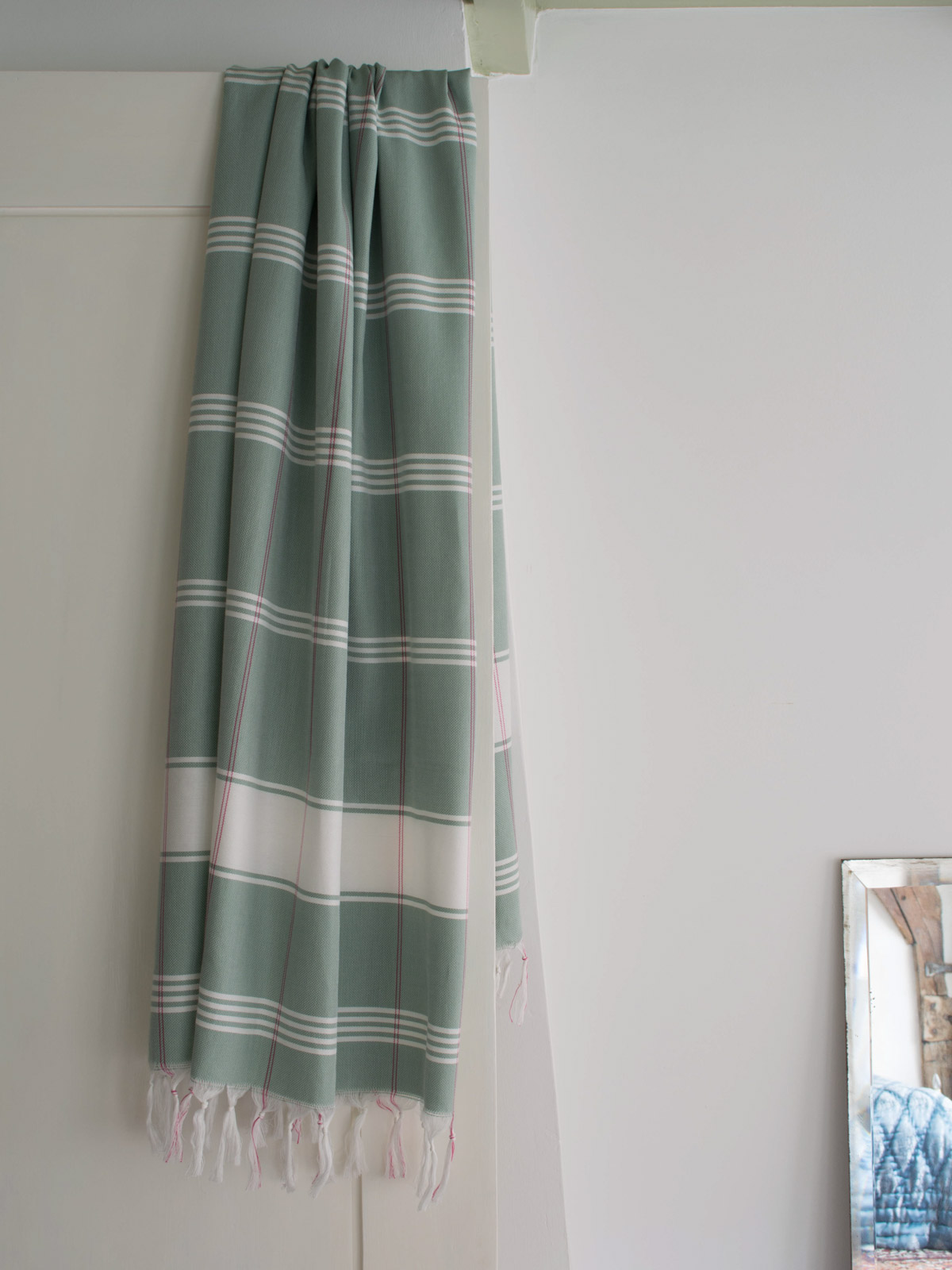 hammam towel checkered grey-green/white